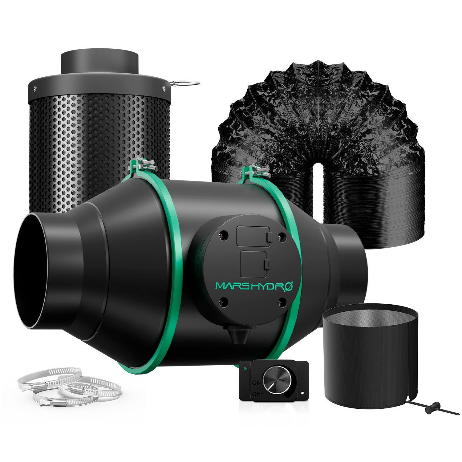 Mars Hydro ifresh - Ventilateur de conduit en ligne intelligent de 4 pouces et ventilation combinée avec filtre à charbon pour tente de culture