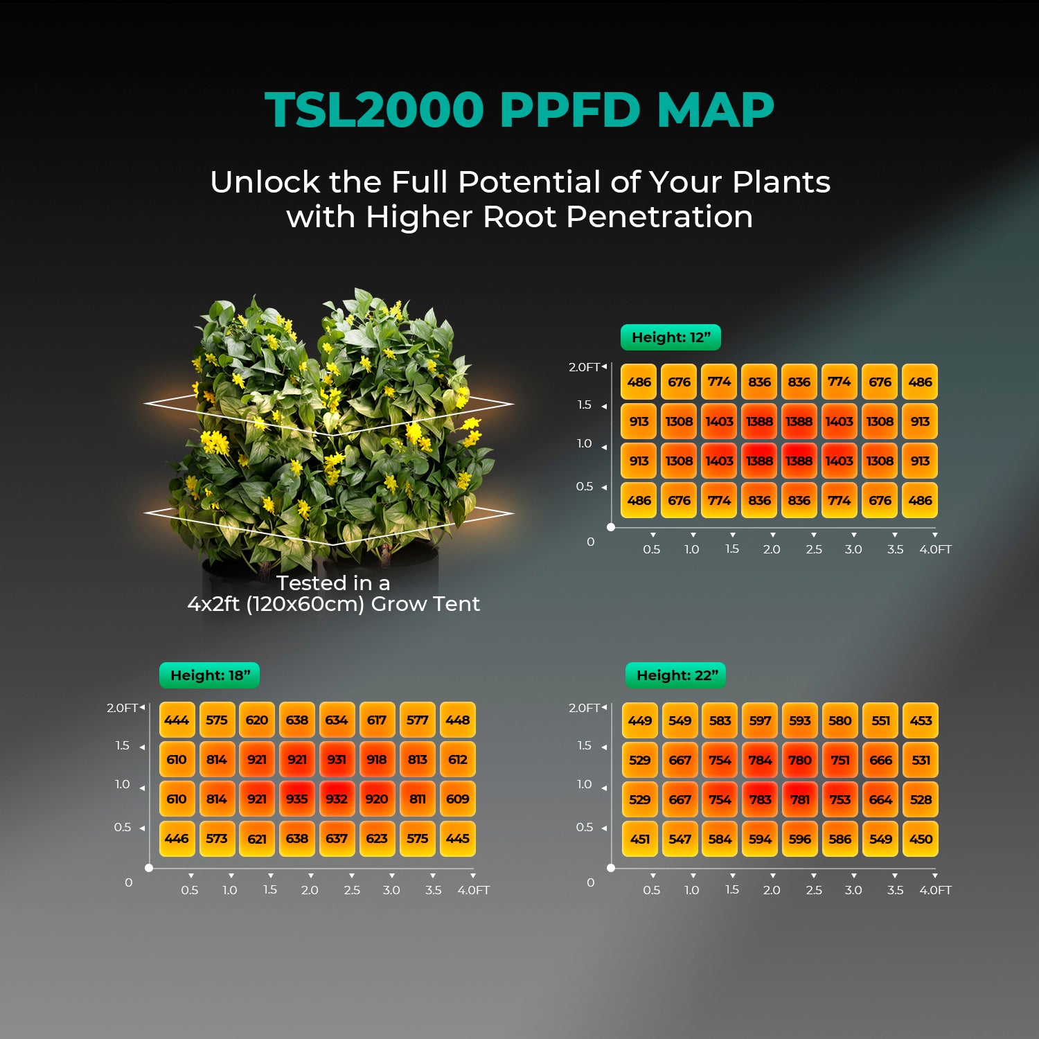 Mars Hydro TSL 2000 300W LED élèvent des lumières lampe de croissance de plantes à fleurs végétales culture hydroponique
