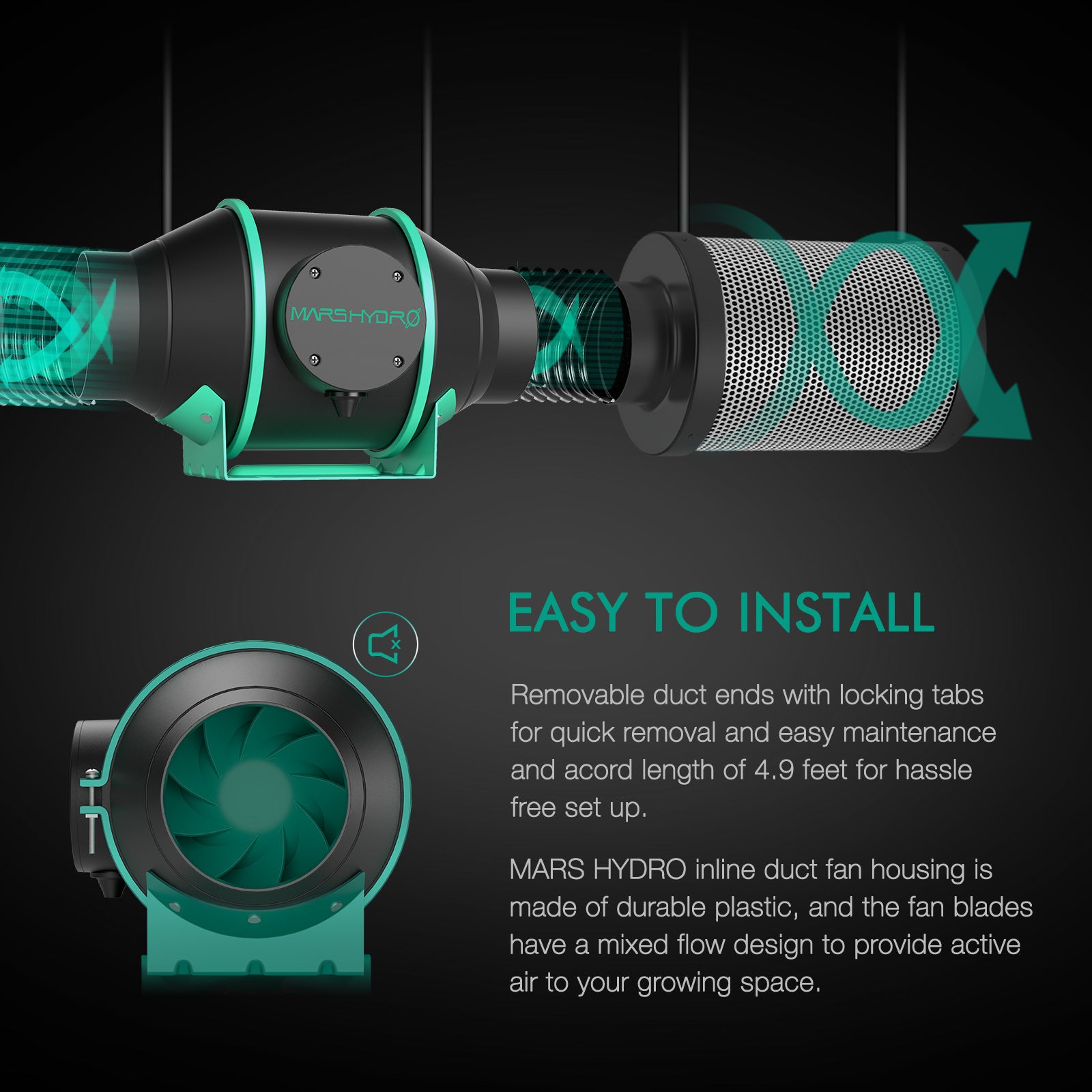 Mars Hydro 6 inch Inline Duct Fan with Speed Controller