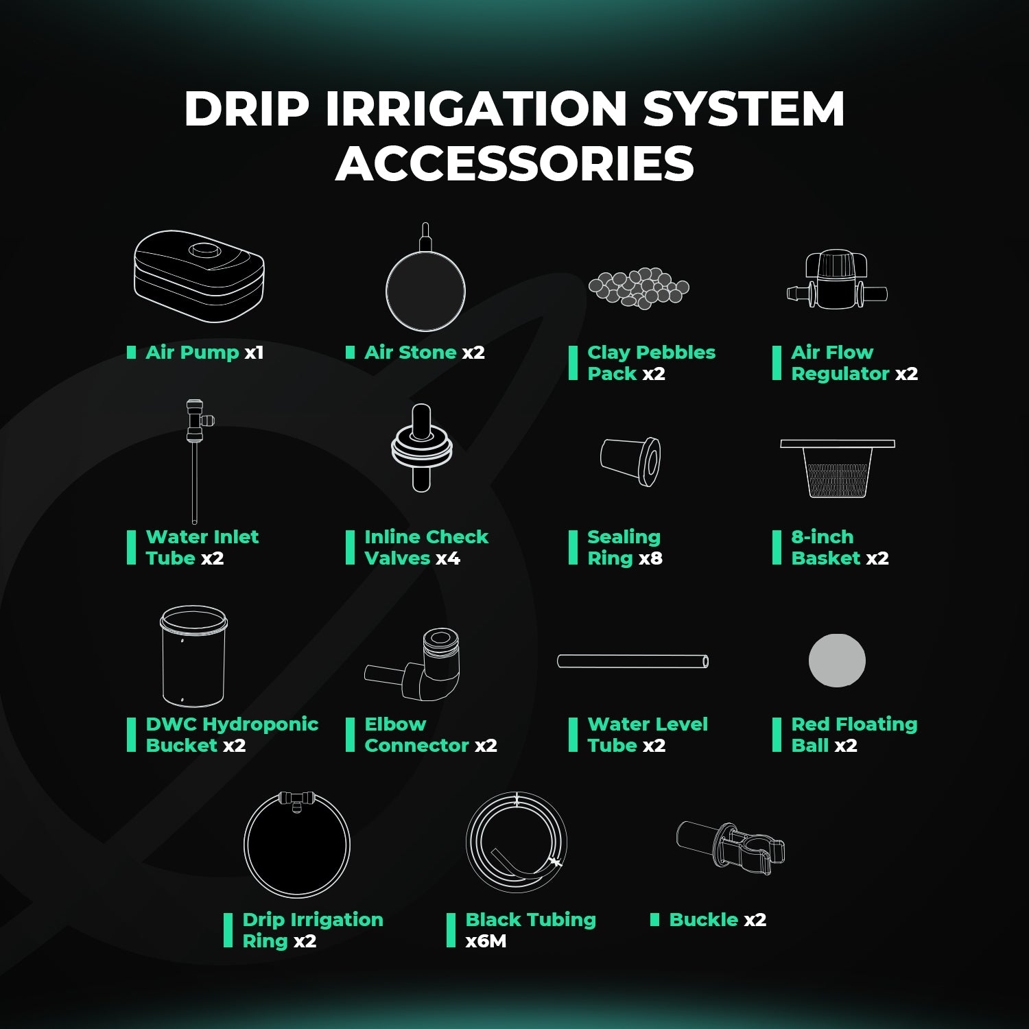 Premium Mars Hydro 5-Gallon DWC Hydroponic System Kit with 2 Buckets(8-inch Each)
