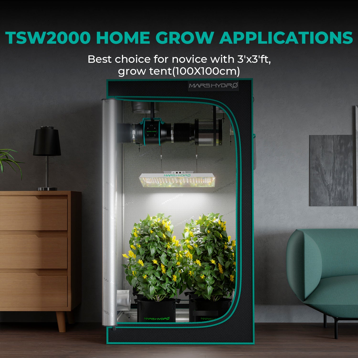 Mars Hydro TSW 2000 300W LED à spectre complet élèvent la lumière pour la culture hydroponique intérieure tente boîte Veg Bloom