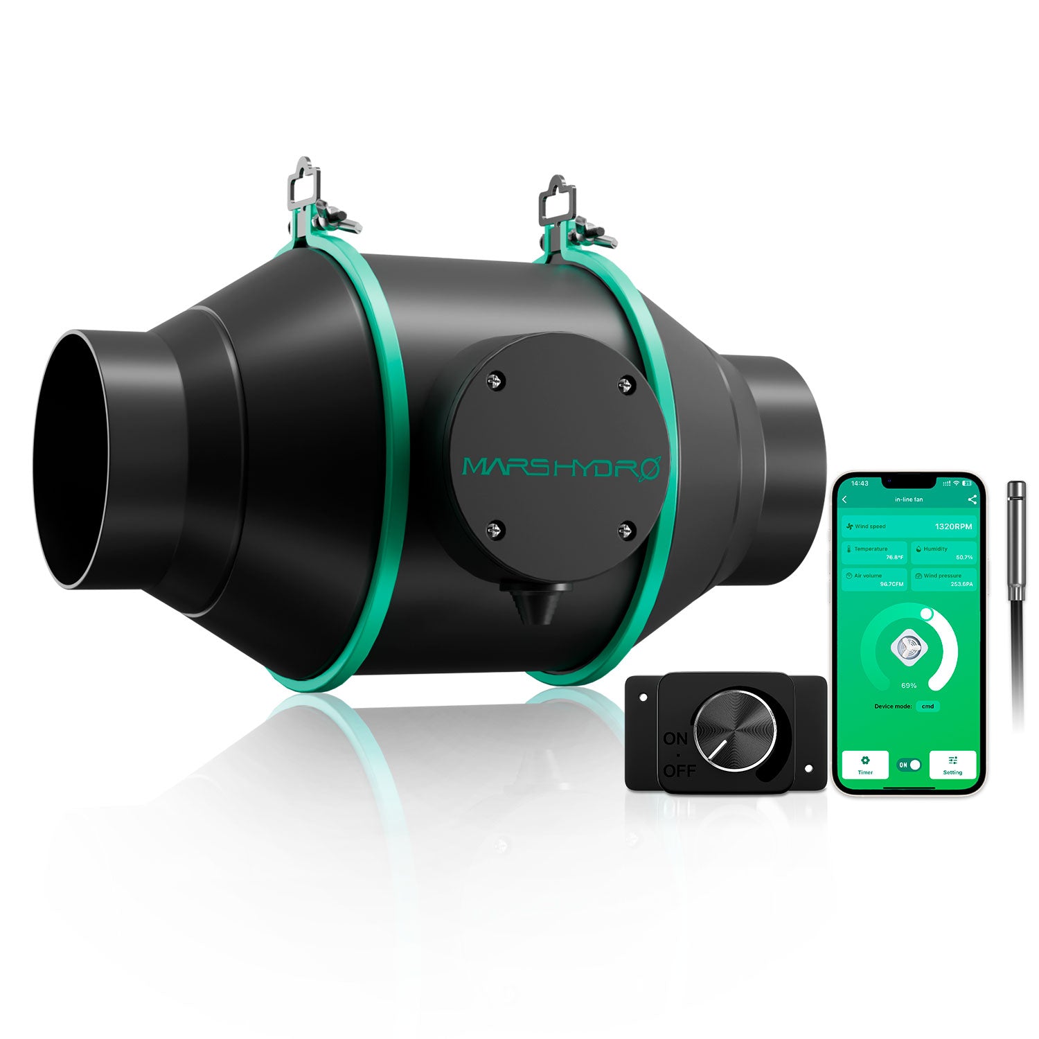 Mars Hydro iFresh smart Inline Duct Fan ventilation for grow tent