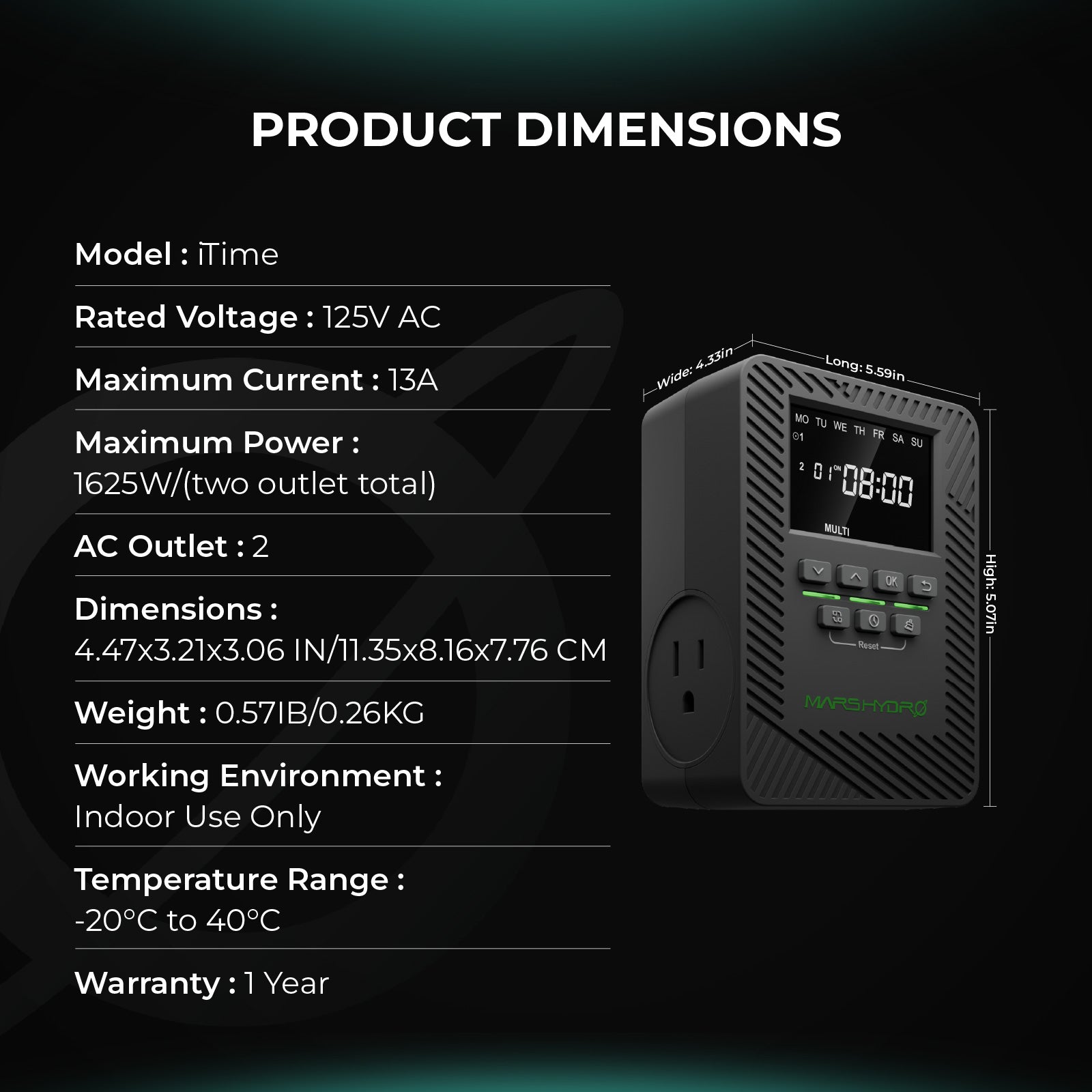 【Limited Time Offer】Mars Hydro iTime 2-in-1 Smart Timer Dual Outlet App Control Custom Scheduling
