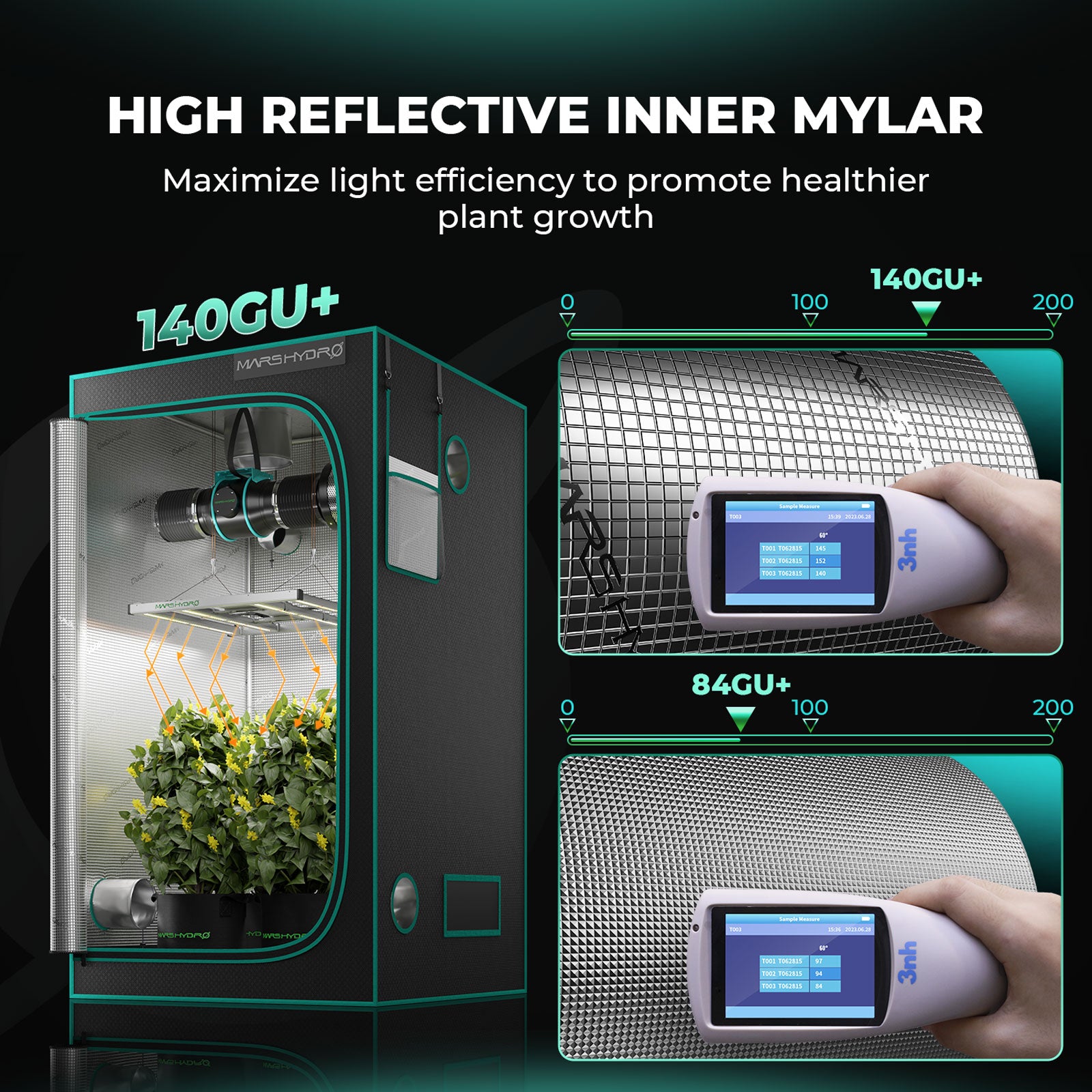 2'x2'x4.5' Indoor Grow Tent 24''x24''x55'' Green Dark Box Room Hydroponics  Mylar Non Toxic