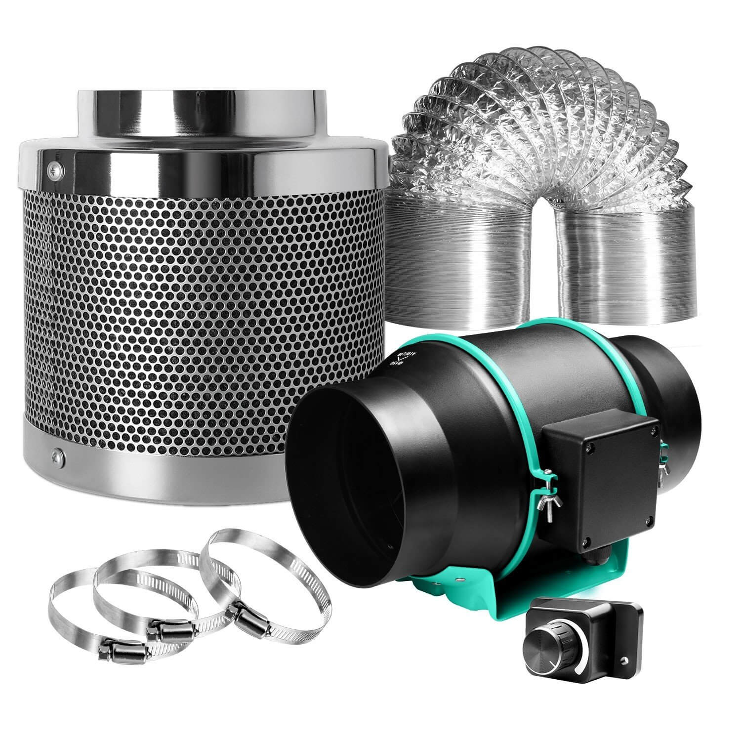 Mars Hydro 6 inch Inline Duct Fan and Carbon Filter Combo with Speed Controller