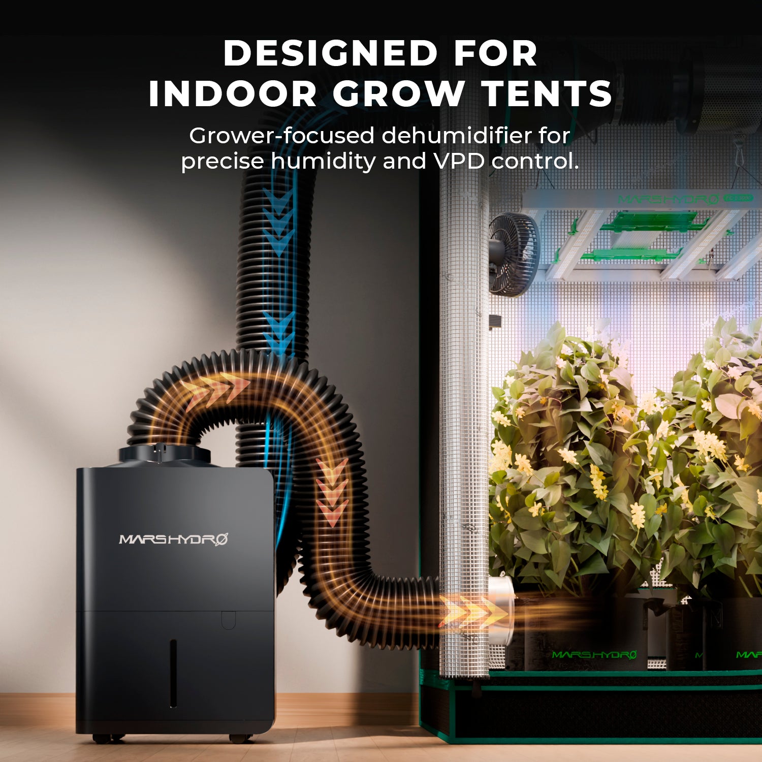 dehumidifier 4x4 grow tent Mars Hydro 12L/Day Dehumidifier for Indoor Grow Tents