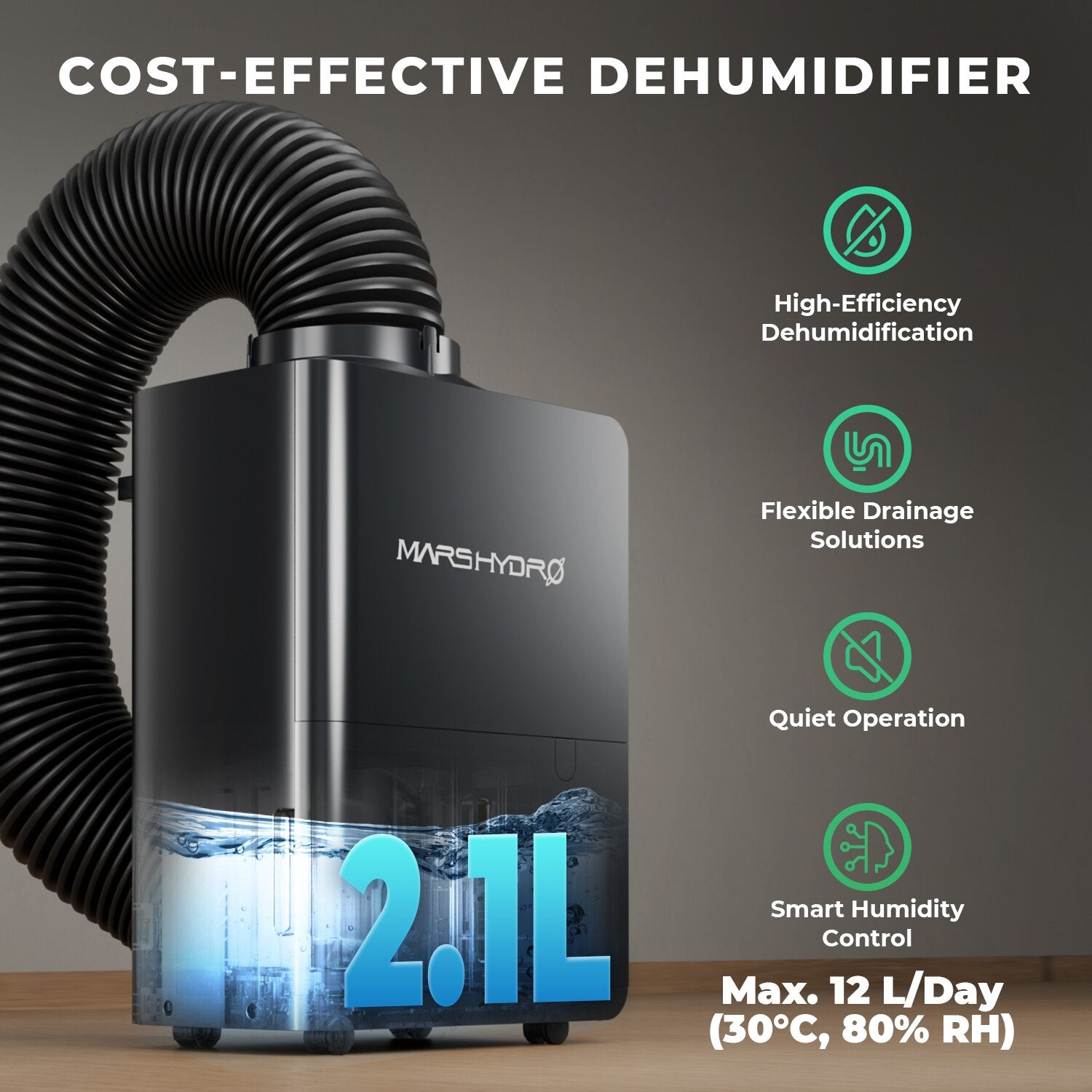 best dehumidifier for 4x4 grow tent Mars Hydro 12L/Day Dehumidifier for Indoor Grow Tents