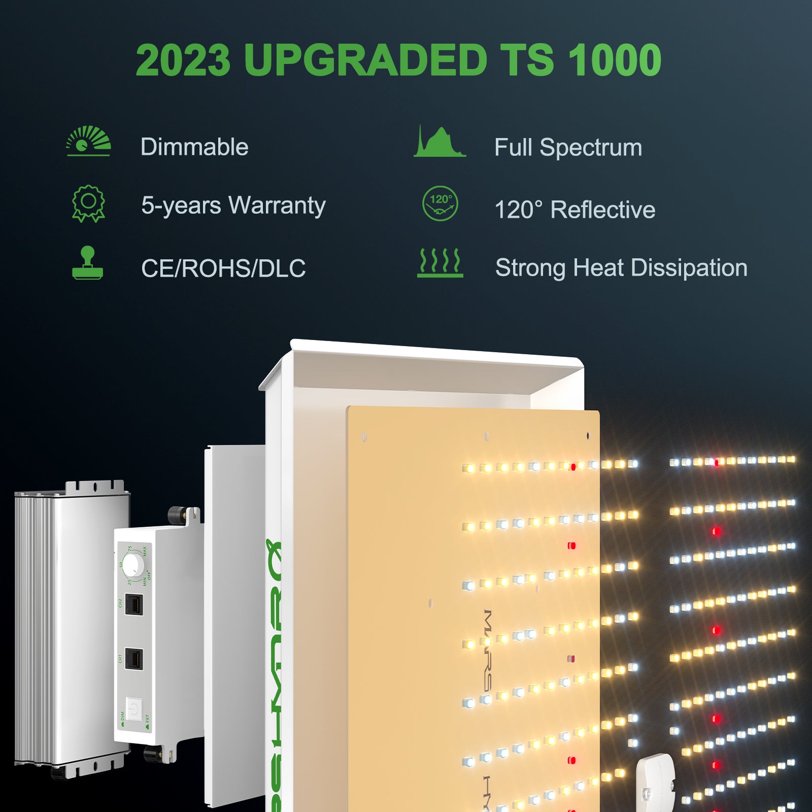Mars Hydro TS 1000 Full Spectrum 150W LED Grow Light Sunlike Dimmable Lamp for Hydroponics Indoor Veg Flower