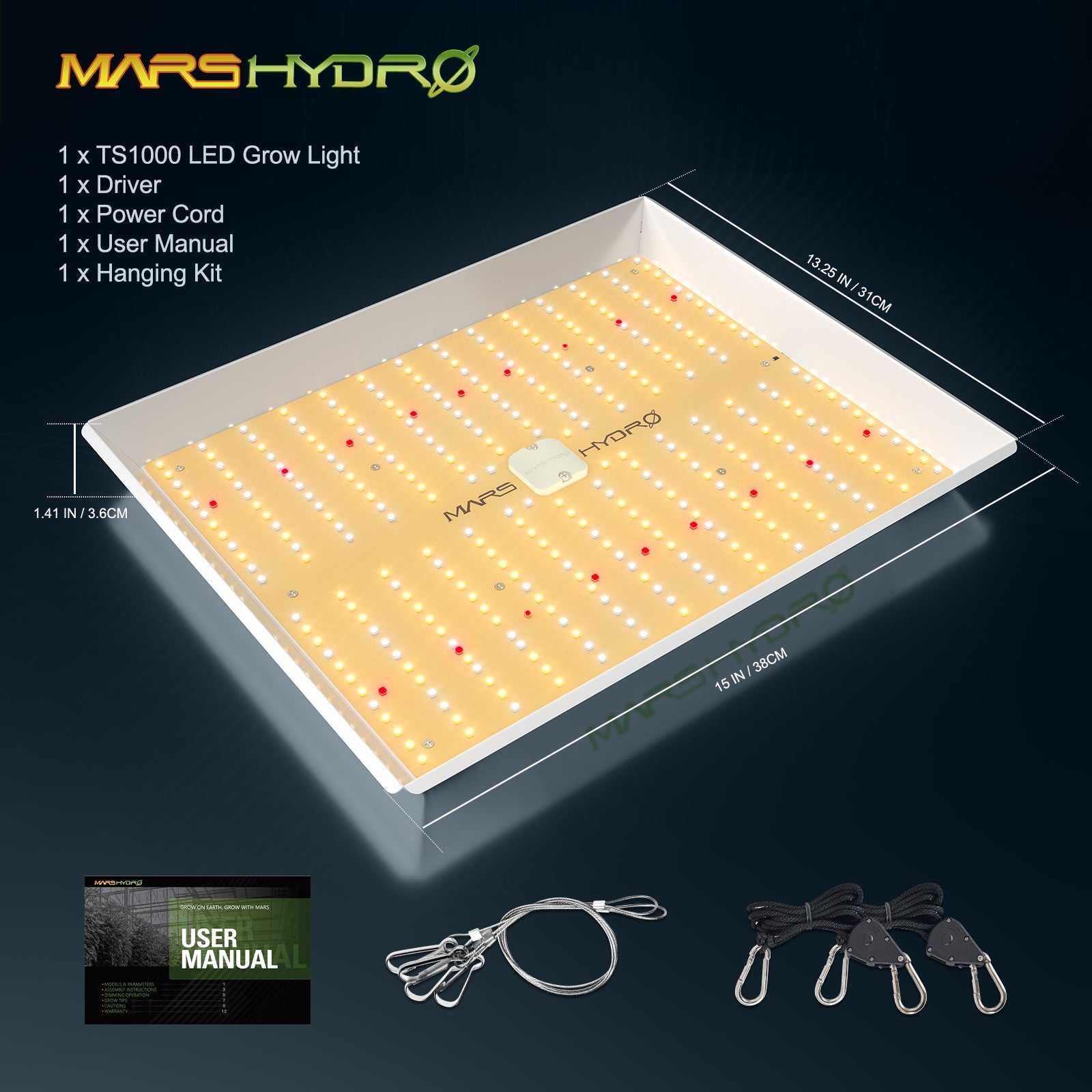 [90% new] Used - Mars Hydro TS 1000 Full Spectrum 150W LED Grow Light Sunlike Dimmable Lamp for Hydroponics Indoor Veg Flower