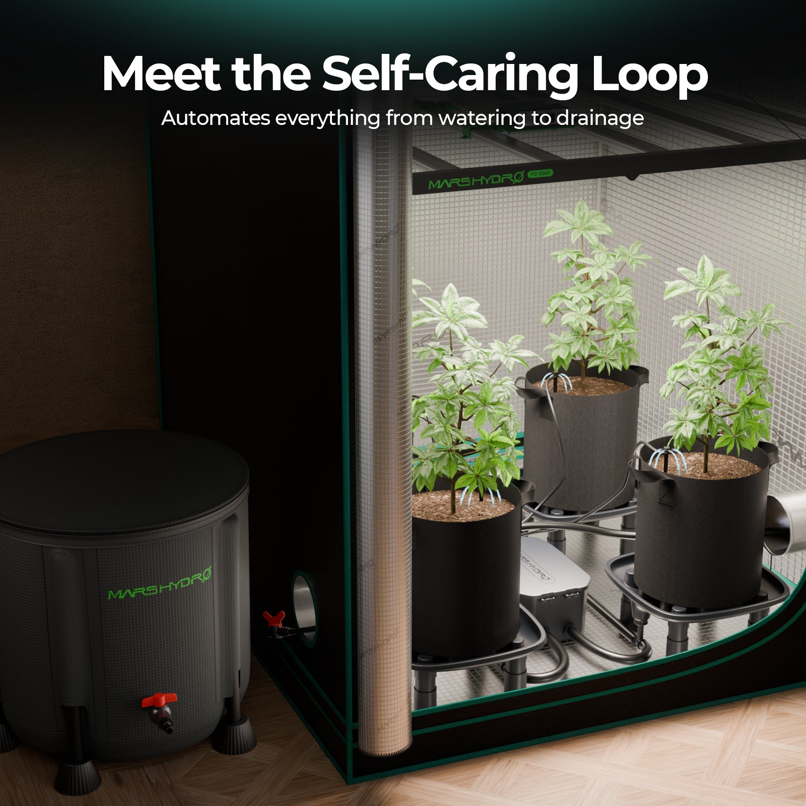 how to collect runoff water in grow tent Mars Hydro Auto-Drainage System for Grow Tents & Greenhouses & Garden