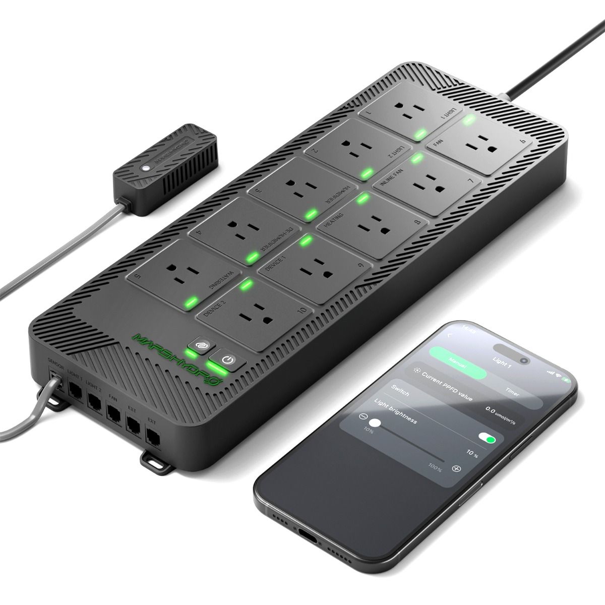 Mars Hydro iHub Pro: Smart 10-Outlet All-in-One Grow Room Hub | WiFi Environmental Control for Light, Temperature, Humidity & VPD