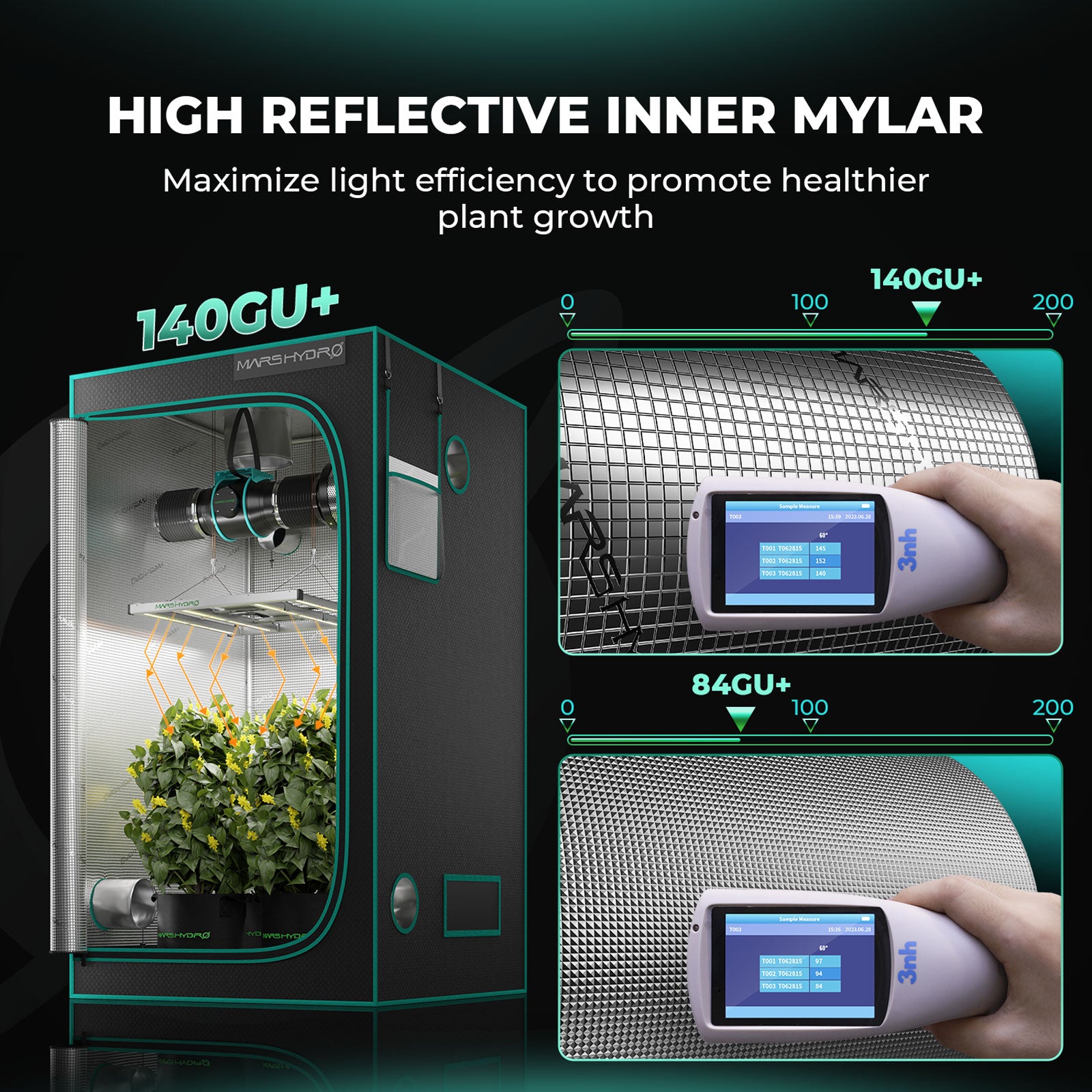 2'x2'x4.5'(60x60x140cm) Tente de culture intérieure verte boîte sombre chambre hydroponique Mylar non toxique (pré-commande avant le 30 décembre) 