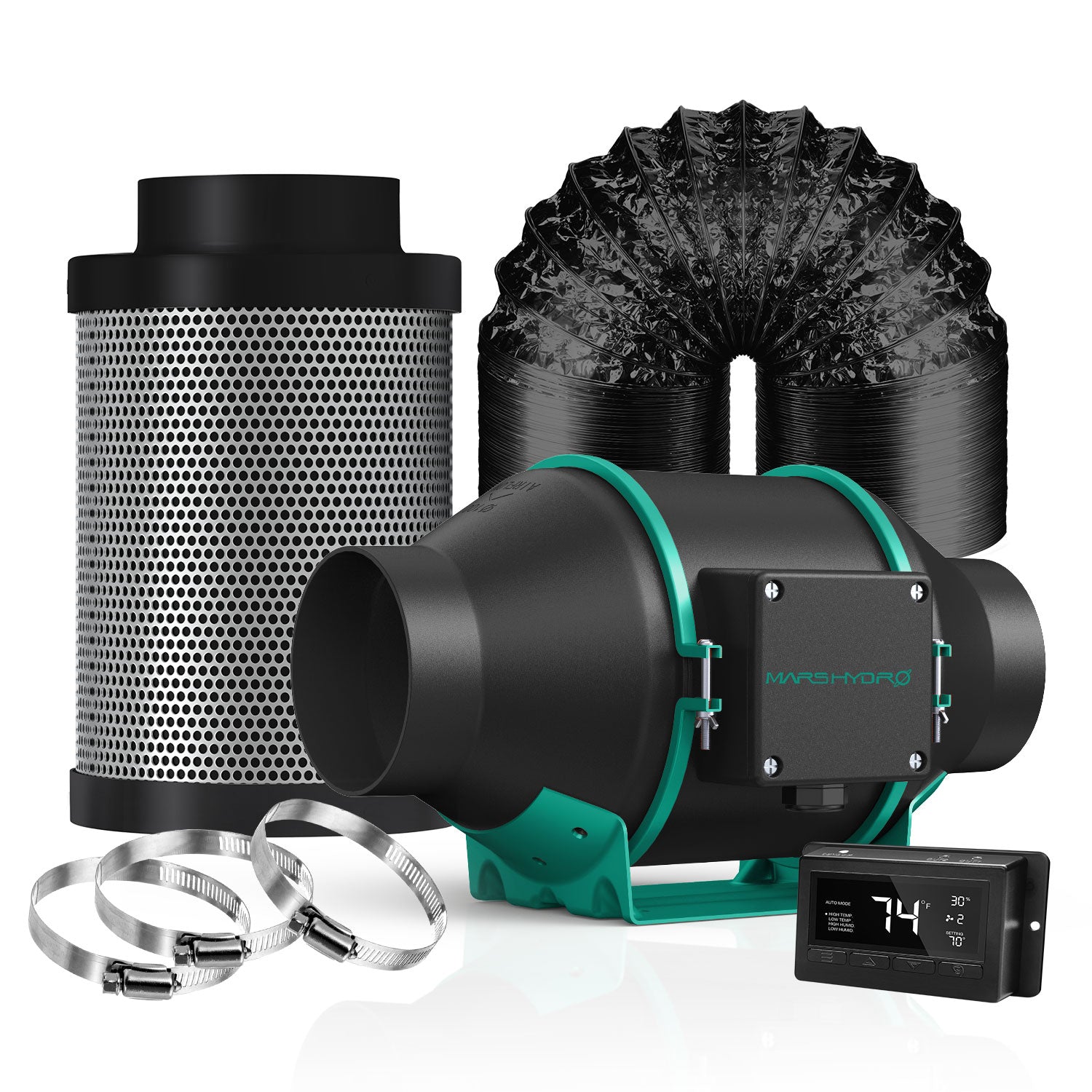 Mars Hydro Grow Kits - 4 / 6 inch Inline Duct Fan and Carbon Filter Combo with Thermostat Controller