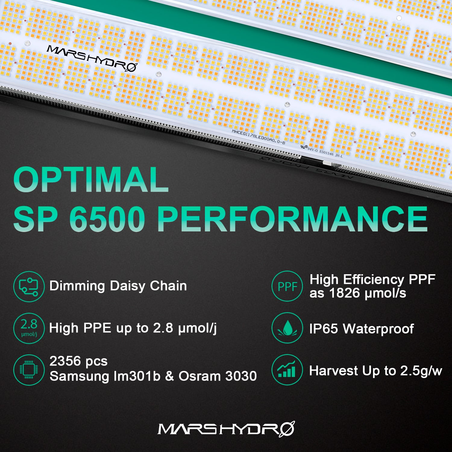 Mars Hydro SP 6500 650W Led élèvent la lumière de serre commerciale Samsung Osram 660nm