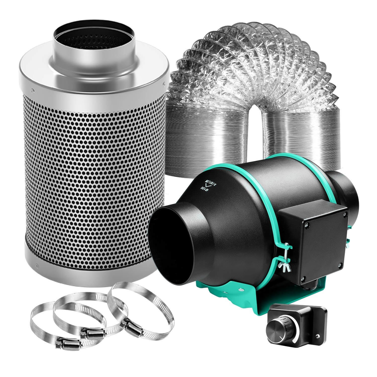 Mars Hydro 4 inch Inline Duct Fan and Carbon Filter Combo with Speed Controller