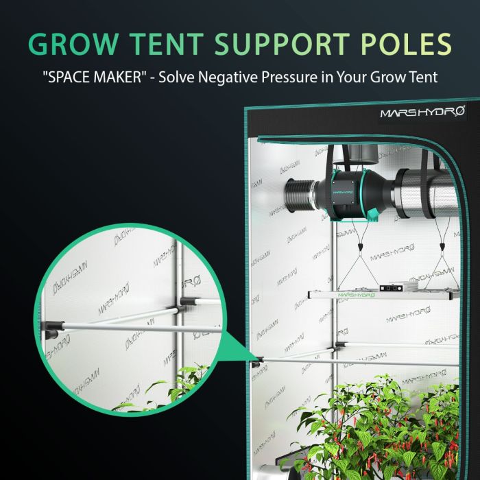 MARS HYDRO GROW TENT SIDE SUPPORT POLE KITS HIGH CFM KIT 5'X5'
